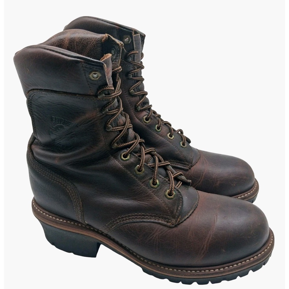Chippewa Boots Mens Size 10.5 D Brown Leather Combat Lace Up Mid Calf Vibram USA